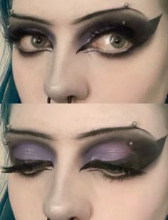 Purple Goth Makeup, Whimsigoth Makeup, Purple Goth, Aesthetic Goth, Bold Eyes, Hoco Makeup, Purple Eyeshadow