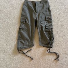 Women’s Cropped Cargo Pants. Cotton Shorts With Belt Loops, Spring Cargo Style Short Bottoms, Casual Short Length Cargo Pants, Short Utility Cotton Pants, Vintage Bottoms With Pockets For Spring, Short Khaki Pants For Spring, Khaki Short Pants For Spring, Spring Short Pants With Hip Pockets, Khaki Cotton Short Length Pants