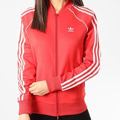 Adidas Originals Women's Red Superstar Trefoil Track Jacket Size Small Fm3313 Trendy Red Long Sleeve Track Jacket, Red Athleisure Outerwear For Streetwear, Red Sportswear Winter Outerwear, Red Sporty Track Jacket For Winter, Red Sportswear Outerwear For Winter, Red Sporty Winter Track Jacket, Sporty Red Track Jacket For Winter, Trendy Red Track Jacket For Fall, Red Athleisure Outerwear With Ribbed Cuffs