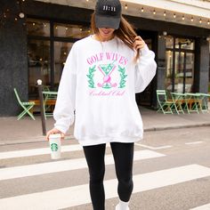 Golf Clothes Women, Golf Wife, Wife Sweater, Golf Events, Expensive Fashion, Funny Matching, Cocktail Club, Club Sweatshirts