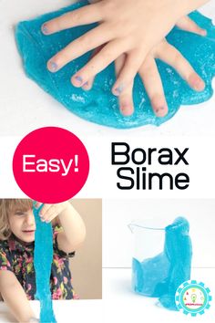 New to making slime? This borax slime recipe is the best for beginners! Slime With Borax, Baking Soda Slime, Borax Slime Recipe, Ways To Make Slime, Vetenskapliga Experiment, Borax Free Slime, Cool Slime Recipes, Borax Slime, Galaxy Slime