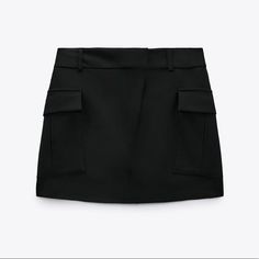 Zara Cargo Mini Skirt Sz Small Super Cute Brand New Black Mini Cargo Skirt For Work, Black High-waist Cargo Skirt For Work, Black Mini Cargo Skirt With Side Pockets, High-waist Black Cargo Skirt For Work, Black High Waist Cargo Skirt For Work, High Waist Black Cargo Skirt For Work, Black Cargo Skirt For Spring Workwear, Chic Black Cargo Skirt With Side Pockets, Black Relaxed Skort With Pockets