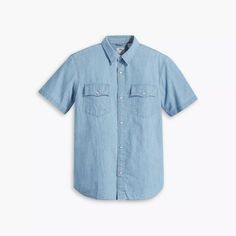 A little western, a little casual—our short-sleeve relaxed western shirt is the best of both. We kept it simple with an easy relaxed fit and a snap placket, and fini... Spring Rodeo Button-up Shirt, Western Style Shirt For Ranch In Spring, Western Style Shirt For Spring Ranch, Western Shirt For Spring Ranch Occasions, Spring Western Shirt For Ranch, Western Style Cotton Shirt For Spring, Summer Medium Wash Shirt With Snap Buttons, Spring Ranch Button-up Shirt, Casual Relaxed Fit Tops For Rodeo