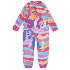 Our "My Little Pony: A New Generation" pajama is well known for its comfortable yet stylish fit. The soft fabric allows your little one to rest in the design of your favorite character from the series, Sunny Starscout, the Earth pony resident of Maretime Bay who dreams of making the world a better place and bringing magic and harmony back to Equestria. This My Little Pony: A New Generation pajama footless sleeper features Sunny Starscout and her two friends Pipp Petals and Izzy Moonbow with the Izzy Moonbow, Pipp Petals, Sunny Starscout, Stylish Pajamas, Girls Fur, Comfy Pjs, One Piece Clothing, One Piece Pajamas, Kid Character