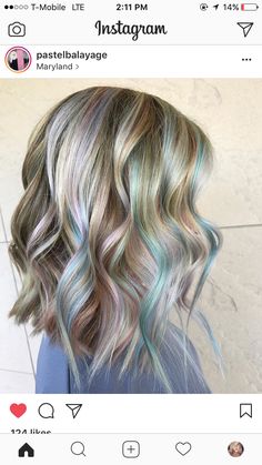 Icy Blonde And Blue Hair, Mermaid Money Piece Hair, Highlights In Blonde Hair Colorful, Blonde And Teal Hair Peekaboo, Teal Hair Highlights Blonde, Brown Hair With Blonde And Blue Highlights, Blonde With Pops Of Color, Blue Hair Blonde Highlights