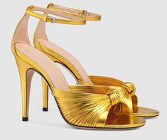 Sandals Patterns, Carrie Bradshaw, Mellow Yellow, Sandal Fashion, Gold Fashion, Cross Straps, Metallic Leather, Heel Sandals, Stiletto Heel