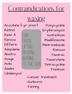 Waxing Contraindication Form for your small business! These are all the common medications clients shall not be using to make sure no lifting happens. Easy to read, print out and hang in your beauty room!! Waxing Menu Ideas, Wax Studio Aesthetic, Waxing Contraindications, Wax Specialist Photoshoot, Wax Room Setup, Esthetician Study Notes, Waxing Content