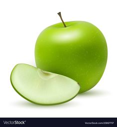 an apple sliced in half with a bite out