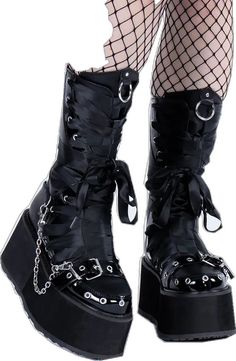 Gothic High-top Platform Wedge Boots, Gothic Leather Wedge Boots With Chunky Platform, Gothic Wedge Boots With Platform And Round Toe, Gothic High-top Platform Moto Boots, Leather Grunge Platform Boots For Alternative Fashion, High-top Platform Wedge Boots For Alternative Fashion, Leather Platform Boots For Alternative Fashion, Gothic Leather Combat Boots With Platform, Black Platform Boots With Lug Sole For Alternative Fashion