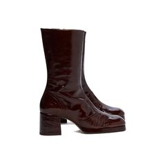 Fitted Brown Platform Boots, Luxury Brown Calf Leather Platform Boots, Brown Leather Platform Mid-calf Boots, Brown Leather Mid-calf Platform Boots, Brown Mid-calf Boots With Reinforced Heel, Patent Boots, Boots Brown, Detail Shop, Brown Boots