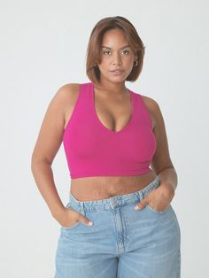 A low v neckline and built-in padding is the perfect match! This crop top is double lined front and back and offers great support with no bra needed. Support Level: Medium to High Fit: True to Size Fabric: 92% Modal, 8% Spandex Internal Structure: Band-less Padding included: Size XXS: Small pads included Size XS-S: Medium pads included Size M-L: Large pads included Size XL: XL pads included Size 2X-3XL: 2XL pads included Separate pad sets are available for purchase on our website - click here V Neckline, V Neck Tops, Perfect Match, Looks Great, Black And Brown, Light Pink, Built In, Crop Top, Spandex