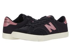 New Balance Numeric NM212 - Skate Shoes : Black/Pink : Inspired by classic '70s tennis shoes, the New Balance Numeric NM212 skate shoes have been adapted by pro skateboarders to keep your style clean and skills progressing! New Balance Numeric Pro Court models have a larger fit. We recommend ordering ½ size smaller than you normally wear in other NB shoes. Skate shoes in classic court silhouette in a low-profile design. Uppers of premium durable suede and canvas. Dual-layer construction for uppe Pro Skateboarders, 70s Tennis, Nb Shoes, New Balance Numeric, Shoes Skate, Sporty Chic, Profile Design, New Balance Sneaker, Skate Shoes