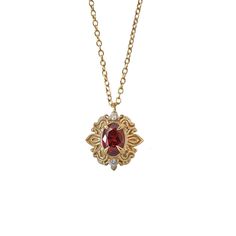 In the heart of this exquisite Faith necklace, a crimson spinel nestles, a gem of nature's tender artistry. Embraced by delicate scroll-like motifs, each curve whispers tales of timeless elegance, bestowing upon it a vintage flair that dances with the echoes of ages past. Pendant is made in 14K solid gold, and hanged on a gold-filled chain. 14k solid gold Natural red spinel, 6x4mm Natural diamonds 16" or 18" gold-filled chain. Model is wearing 18" gold-filled chain Chain remain gold-filled for a 14K solid gold pendant ** This item is specially made for you. Please allow 1-2 week lead time. Shipping:Domestic: Free standard shipping within the U.S.International: Free standard shipping for orders over $200Online Return Policy:If you are not completely satisfied with your purchase, we're here Faith Necklace, Red Spinel, Gold Piece, Gold Filled Chain, Natural Red, Lead Time, Gold Pendant, Diamond Jewelry, Natural Diamonds