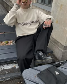 Mens Sweater Outfits, Academic Fashion, Fall Mens Outfits, Softboy Outfits, Masculine Outfits, Go Viral On Tiktok, Dr Martens Outfit, Versatile Clothing