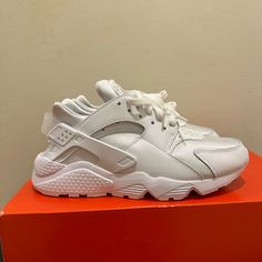 Women's Nike Air Huarache Triple White All 2021 Dh4439-102 Brand New In Box White Lace-up Huaraches For Streetwear, Sporty White Lace-up Huaraches, Nike Casual Huaraches For Streetwear, Casual Nike Huaraches, Casual Huaraches With Cushioned Footbed For Streetwear, Nike Sporty Huaraches For Streetwear, Sporty Low-top Huaraches For Sports, Sporty Low-top Huaraches, Sporty Lace-up Huaraches With Laces