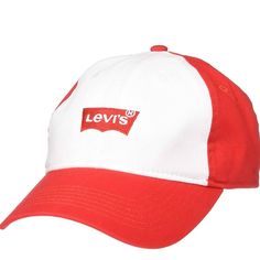 Levi’s Kid's Youth Snapback Baseball Hat Cap Red & White Classic Logo Spellout. Brand New With Tags! Product Details Fabric Type 100% Cotton Care Instructions Machine Wash Origin Imported Closure Type Snapback Country Of Origin China About This Item Brushed Cotton Twill Construction Cruved Brim Classic 6-Panel Design Embroidered Eyelets For Comfortable Ventilation Adjustable Snapback Closure Description The Comfort Of Cotton With The Style Of Levi's. The Logo Baseball Hat Features A Curved Brim, Casual White Trucker Hat With Adjustable Fit, Red Curved Bill Hat For Summer, Casual White Adjustable Trucker Hat, Red Summer Hat With Curved Bill, Classic Red Cotton Baseball Cap, Red Summer Dad Cap, Summer Red Dad Cap, Casual White Baseball Cap For Baseball Season, Red Curved Brim Dad Hat For Summer