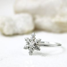 A lovely snowflake ring handmade in solid sterling silver. The snowflake is almost 1/2 inch (11mm) and has been soldered to a hand formed round sterling silver band. I make each and every snowflake, and also form each band by hand so it's all handmade start to finish. Wear it alone, or stack it. This ring is made to order Please allow 5 working days for me to make the ring in your size ~before~ shipping enter shop again here; https://www.etsy.com/shop/BarronDesignStudio?ref=hdr_shop_menu Sterling Silver Snowflake Jewelry For Anniversary, Sterling Silver Snowflake Jewelry, Dainty Silver Jewelry For Christmas, Silver Snowflake Sterling Silver Jewelry, Silver Sterling Snowflake Jewelry, Adjustable Sterling Silver Christmas Jewelry, Snowflake Ring, Winter Jewelry, Winter Photos