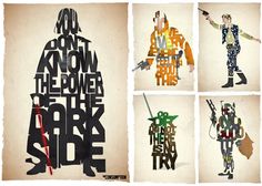 four different star wars posters are shown in the same style as they appear to be cut out