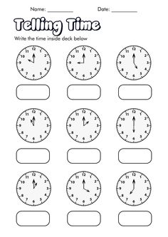 telling time worksheet for kids to learn how to tell the time on clocks