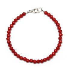 "A simply beautiful red coral bracelet.  This bracelet is a single strand of red bamboo coral beads.  You could wear this alone or stack with other bracelets for a layering effect.  The beads are small about 4mm in diameter.  I have hand strung these beads using a premium beading wire that has beautiful drape and it fastens with a sterling silver lobster clasp.  Made to order from 6\" to 8\" in length. Just choose the length you prefer at check out. 4mm Red Coral Beads ~ They are real Bamboo cor Elegant Red Coral Beaded Bracelets, Elegant Red Coral Beaded Bracelets With Round Beads, Red Minimalist Beaded Bracelets For Everyday, Minimalist Red Beaded Bracelets For Everyday, Minimalist Red Round Bead Bracelets, Minimalist Red Beaded Bracelet With Tiny Beads, Elegant Coral Beaded Bracelets, Red Coral Gemstone Beaded Bracelets, Red Coral Bracelets With Gemstone Beads