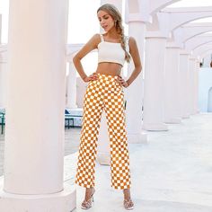 1 Orange Trends, Casual Summer Pants, Cropped Pants Women, Maxi Dress Cocktail, Dress With Cardigan, Printed Pants, Elegant Woman, Bottoms Pants, Cropped Pants