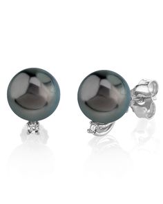 These exquisite pearl earrings add a touch of elegance to any occasion. These earrings feature two lustrous 9mm, AAA quality Tahitian South Sea pearls, hand picked for their gorgeous luster and surface. The pearls are mounted on 1.39 gram of the finest 14K white gold with a single .15 carat SI quality diamond stud . If you have any questions about our jewelry, feel free to call us anytime at 866-87-PEARL (866-877-3275). Formal Tahitian Pearl Earrings In White Gold, Tahitian Pearl Earrings In White Gold For Formal Occasions, Elegant Akoya Pearl Earrings With High Luster, Elegant Pearl Earrings With High Luster For Evenings, Luxury Tahitian Pearl Earrings In White Gold, Luxury Tahitian Pearl Wedding Earrings, Luxury Tahitian Pearl Earrings For Anniversary, Elegant Tahitian Pearl Earrings For Formal Occasions, Tahitian Pearl Earrings In White Gold For Anniversary