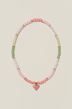 KIDS BEADED NECKLACE Playful Pink Necklace For Summer, Playful Pink Summer Necklaces, Playful Pink Summer Necklace, Summer Beach Jewelry With Fruit Design, Playful Pink Jewelry With Fruit Design, Cute Pink Summer Necklaces, Summer Casual Jewelry With Fruit Design, Summer Green Playful Jewelry, Playful Green Summer Jewelry