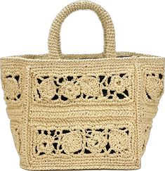 Beige Straw Crochet Bag, Summer Vacation Cream Crochet Bag, Cream Straw Crochet Summer Bag, Cream Crochet Bag For Summer Vacation, Spring Cream Crochet Straw Bag, Cream Rectangular Crochet Beach Bag, Cream Straw Bag For Summer, Cream Woven Beach Bag For Summer, Trendy Summer Crochet Bag In Cream