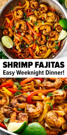 Shrimp fajitas in a pan Easy Fajita Recipe, Skillet Shrimp, Homemade Fajita Seasoning, Shrimp Fajitas, Fajita Recipe, Shrimp Dishes