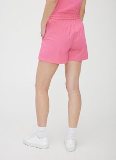 A lightweight pair of warm-weather poplin shorts with added stretch for ease of movement. With a flattering high-rise fit, these shorts have a pull-on elastic waist and an adjustable draw cord for added comfort. These classic shorts are made from our cooling, UPF 40+ PopTec fabric, ensuring peace of mind all season long. Spring Bermuda Pajama Shorts With Elastic Waistband, Relaxed Fit Athletic Shorts With Short Inseam For Spring, Summer Cotton Shorts With Functional Drawstring, Summer Shorts With Functional Drawstring, Functional Drawstring Summer Shorts, Relaxed Fit Cotton Athletic Shorts With Drawstring, Relaxed Fit Cotton Athletic Shorts With Functional Drawstring, Sporty High-waisted Bermuda Shorts For Summer, Spring Athletic Shorts With Elastic Waistband