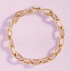 Oval links are must-have from now on. This gold solid bracelet is such a versatile and playful piece. Add any charms to it or stack it with different types bracelets. 14k solid gold Link dimensions: 7 x 12mm Length: 7" (non adjustable) Gold Oval Link Modern Charm Bracelet, Gold-tone Oval Link Charm Bracelet, Gold Oval Link Charm Bracelet, Gold Link, Link Bracelets, Different Types, Solid Gold, Gold Bracelet, Charms