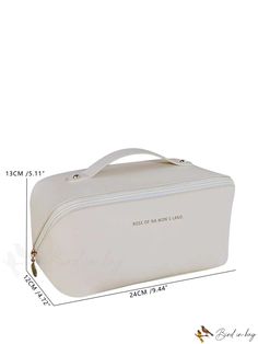 BirdinBag - Luxury Makeup Organizer Bag for Women with Dividers, Zipper, and Handle - Lightweight & Portable Zipper Closure Bags With Rectangular Case, Beige Portable Rectangular Cosmetic Bag, Cream Rectangular Cosmetic Bag With Zipper, Rectangular Cream Cosmetic Bag With Zipper, Portable Rectangular Beige Cosmetic Bag, White Cosmetic Bag With Zipper For Daily Use, White Rectangular Cosmetic Bag With Zipper Closure, Rectangular Box Bag With Zipper For Daily Use, Rectangular Cosmetic Storage With Zipper For Daily Use