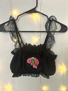 * Custom frilly bralette * Made with iron-on adhesive & fabric paint * Size S Summer Party Bra With Lace Trim, Adhesive Fabric, Mind's Eye, Fabric Paint, Minneapolis, Bralette, Lingerie, Ships, Paint