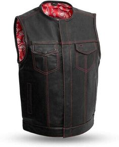 ad eBay - High Quality Men's Leather Black Vest Red Lining Motorcycle Bike Rider Waistcoat - Buy Now, click the link (eBay) Casual Sleeveless Outerwear For Biker Events, Red Biker Outerwear For Outdoor, Winter Biker Vest With Pockets, Sleeveless Black Biker Jacket For Fall, Spring Biker Vest In Black, Spring Black Biker Vest, Black Moto Vest For Fall, Casual Red Motorcycle Outerwear, Winter Biker Events Vest Outerwear