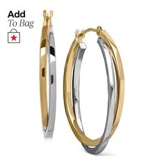 in stock Contemporary Polished Yellow Gold Hoop Earrings, Elegant Yellow Gold Hoop Earrings With Gold-tone Hardware, Luxury Tarnish Resistant Gold-tone Hoop Earrings, Luxury Gold Hoop Earrings With Gold-tone Hardware, Luxury Gold-tone Metal Hoop Earrings, White Gold Hoop Earrings, Red Gift Box, White Gold Hoops, Red Gift