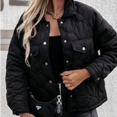 Brand New. Never Worn. So Beautiful In Person! I'm Only Selling Because I Accidentally Ordered The Wrong Size And Waited Too Long To Return It. Free Gift With Purchase Cotton Jackets Women, Womens Quilted Jacket, Parka Style, Womens Windbreaker, Womens Parka, Cotton Coat, Turndown Collar, Quilted Coat, Cotton Jacket