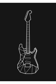 Polygon electric guitar abstract design. A nice abstract guitar design will make a nice unusual gift for any guitarist or anyone who loves guitars. Color white Electric Guitar Art Drawing, Geometric Guitar, Electric Guitar Shapes, Origami Guitar, Electric Guitar Silhouette, Polygonal Art, Guitar Abstract, String Art Guitar Pattern, Abstract Guitar