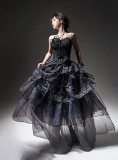 Wednesday Raven Ball, Wednesday Dress Raven, Wednesday Raven Dress, Prom Dresses Alt, Gothic Formal Dresses, Black Ball Gown Wedding Dress, Victorian Gothic Fashion, Gothic Ball Gown, Goth Gown