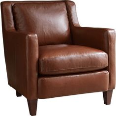 a brown leather chair on a white background