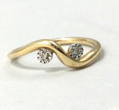 Elegant 14k Gold Diamond Ring For Evening, Classic Gold Diamond Ring For Evening, 14k Gold Diamond Ring For Evening, Heirloom Round Evening Ring, Art Deco Diamond Ring For Formal Occasions, Vintage Diamond Ring For Formal Occasions, Double Diamond Ring, Diamond Ring Band, Round Two