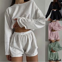 Olivia Mark - Chic and Simple Jumpsuit with Adjustable Shoulder Straps Dirndl Outfit, Sleepwear Fashion, Bandeau Tops, Rock Outfit, Long Sleeve And Shorts, Loose Pullover, Mini Robes, Home Clothes, Pajama Set Women