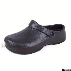 Russoo - Professional Mens Solid EVA Clogs: Comfortable, Non-Slip, Waterproof Chef Shoes Non-slip Closed Toe Slip-ons For Outdoor, Slip-resistant Solid Color Clogs For Outdoor, Outdoor Slip-resistant Clogs, Outdoor Slip-resistant Solid Clogs, Outdoor Solid Color Slip-resistant Clogs, Durable Black Round Toe Clogs, Waterproof Closed Toe Synthetic Clogs, Waterproof Synthetic Closed Toe Clogs, Waterproof Closed Toe Outdoor Clogs