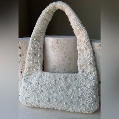 Elevate Your Style With This Stunning Modern Pearl Handbag. This Bag Is Entirely Covered With Intricately Placed Pearls And Unique Crystal Detailing Embellishments. This Bag Is So Versatile With Sophistication And Elegance, Perfect For A Bride, Cocktail Party Or Add Luxury To Your Everyday Casual Look. Top Zipper Closure Size: From Top Of Strap To Bottom Of Purse 12.5 In Across 9.5 In Bride, Mom, Makeup, Cosmetics, Cosmetic Bag, Mother, Nana, Baby, Kids, Gift For Her, Bridal Gift, Travel Bag, Tr Bride Handbag For Wedding Day, Mom Makeup, Pearl Handbag, Bridal Purse, Anthropologie Style, Vacation Bag, Wedding Purse, Future Wedding Plans, Beaded Bag