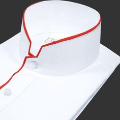 High Roman Stand collar Shirt Tailor-Made On Order shirt 𝘈 𝘩𝘪𝘨𝘩 𝘤𝘰𝘭𝘭𝘢𝘳 𝘴𝘩𝘪𝘳𝘵 𝘪𝘴 𝘢 𝘤𝘭𝘢𝘴𝘴𝘪𝘤 𝘢𝘯𝘥 𝘵𝘪𝘮𝘦𝘭𝘦𝘴𝘴 𝘴𝘵𝘺𝘭𝘦 𝘵𝘩𝘢𝘵 𝘢𝘥𝘥𝘴 𝘢 𝘵𝘰𝘶𝘤𝘩 𝘰𝘧 𝘴𝘰𝘱𝘩𝘪𝘴𝘵𝘪𝘤𝘢𝘵𝘪𝘰𝘯 𝘵𝘰 𝘢𝘯𝘺 𝘰𝘶𝘵𝘧𝘪𝘵. 𝘛𝘩𝘪𝘴 𝘴𝘵𝘺𝘭𝘦 𝘧𝘦𝘢𝘵𝘶𝘳𝘦𝘴 𝘢 𝘤𝘰𝘭𝘭𝘢𝘳 𝘵𝘩𝘢𝘵 𝘴𝘵𝘢𝘯𝘥𝘴 𝘶𝘱 𝘢𝘯𝘥 𝘦𝘯𝘤𝘪𝘳𝘤𝘭𝘦𝘴 𝘵𝘩𝘦 𝘯𝘦𝘤𝘬, 𝘱𝘳𝘰𝘷𝘪𝘥𝘪𝘯𝘨 𝘢 𝘳𝘦𝘧𝘪𝘯𝘦𝘥 𝘢𝘯𝘥 𝘱𝘰𝘭𝘪𝘴𝘩𝘦𝘥 𝘭𝘰𝘰𝘬. ��𝘐𝘵'𝘴 𝘢 𝘷𝘦𝘳𝘴𝘢𝘵𝘪𝘭𝘦 𝘱𝘪𝘦𝘤𝘦 𝘰𝘧 𝘤𝘭𝘰𝘵𝘩𝘪𝘯𝘨 Men White Shirt, Morning Coat, High Collar Shirts, Mandarin Collar Shirt, Collar Shirt Men, Stand Collar Shirt, Mens Dress Shirts, White Shirt Men, Double Cuff