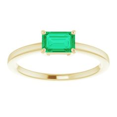 71863 / Ring / Set / 14K Yellow / Lab-Grown Emerald / Emerald / 6 X 4 Mm / Polished / Lab-Grown Emerald Ring East West Ring, Emerald Solitaire Ring, Charles And Colvard Moissanite, Emerald Ring Gold, Ruby Engagement Ring, Elephant Pendant, Ring Sizer, East West, Gold Filled Jewelry