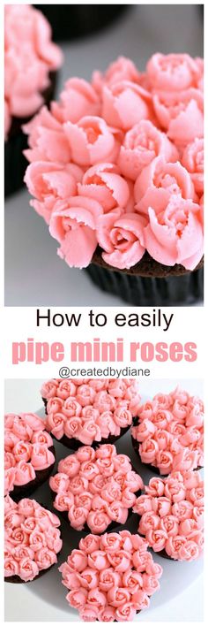 how to easily pipe mini roses for cupcakes