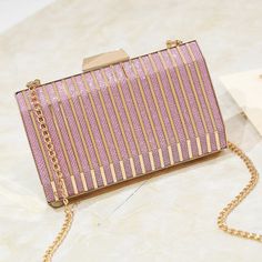 Free U.S. shipping. Style:  , color:Pink, suite for season：Spring, Summer, Autumn ，Dancing Club, Going out, Music Festival, Night Club, Party, Material PU, Pink Glitter Stripe Evening Bag Chain Box Clutch Purse Black Silver Wedding, Wedding Party Bags, Purse Boutique, Rhinestone Clutch, Party Purse, Evening Handbag, Ladies Clutch, Evening Clutch Bag, Party Bags