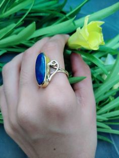 "Lapis Lazuli Ring, Brass Rings, Oval Shape Blue Lapis Ring, Gemstone Ring, Gift For Her, Lapis Ring, Blue Lapis Ring, Personalized Gifts Size:- All Size Available In Variation Metal:- Brass ❥ Customers satisfaction is our biggest priority, please contact us with any questions/queries for future or existing orders, and we will do our best to make sure you are happy with your order. ❥Please make sure to add the correct address during check out. You can return your purchased item within 15 days af Adjustable Blue Opal Gemstone Ring, Blue Opal Open Ring With Gemstone, Handmade Oval Lapis Lazuli Rings, Blue Moonstone Open Ring Gift, Blue Opal Spiritual Ring For Gift, Blue Opal Open Ring, Blue Opal Gemstone Ring Gift, Blue Opal Gemstone Ring As Gift, Oval Blue Lapis Lazuli Rings