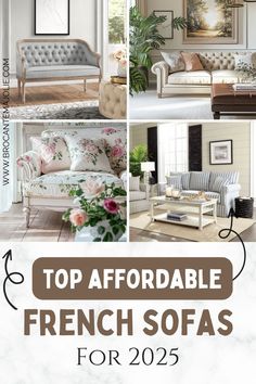 french sofas for the living room and dining room with text overlay that reads, top