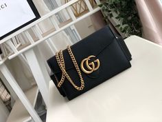 gg Marmont Mini Chain Bag Black For Women 7.9in/20cm gg Gucci Woc, Gucci Marmont Mini, Gucci Gg Marmont Mini, Gg Marmont Mini, Mini Chain Bag, Louis Vuitton Shirt, Book Tote Bag, Gucci Marmont, Gucci Gg Marmont